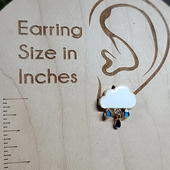 Rainy Day Cloud Stud Earrings, S925 - Picture 3 of 5